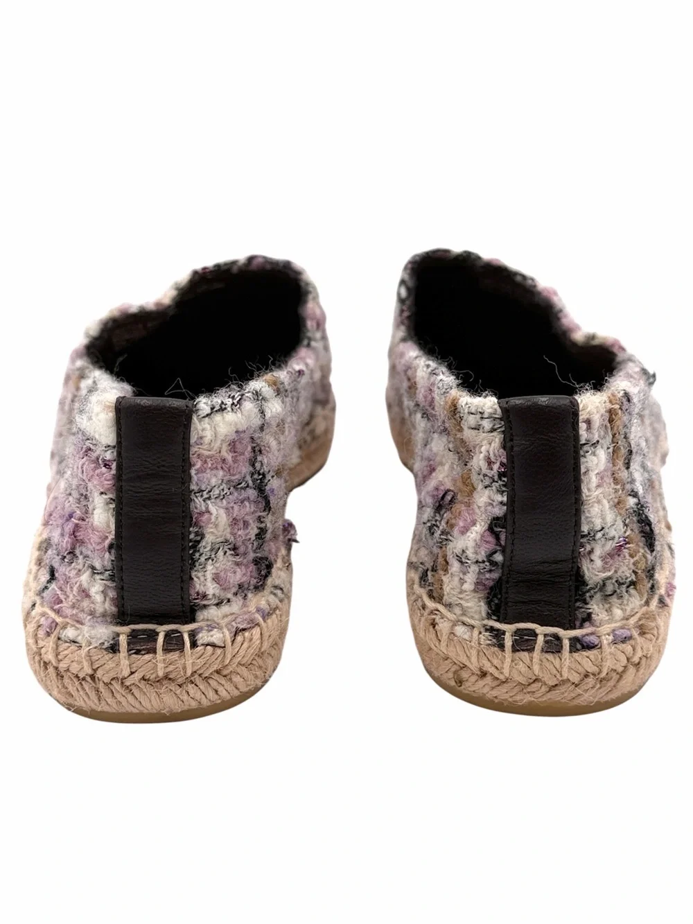 Tory Burch Everly Tweed Espadrille Slip-On Flats Double T Logo Size 8